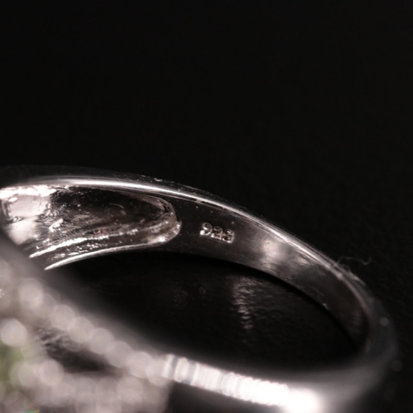 Sterling Silver Openwork Ring with Garnet, Blue Topaz, and Diamond Stone… - Picture 5 of 8